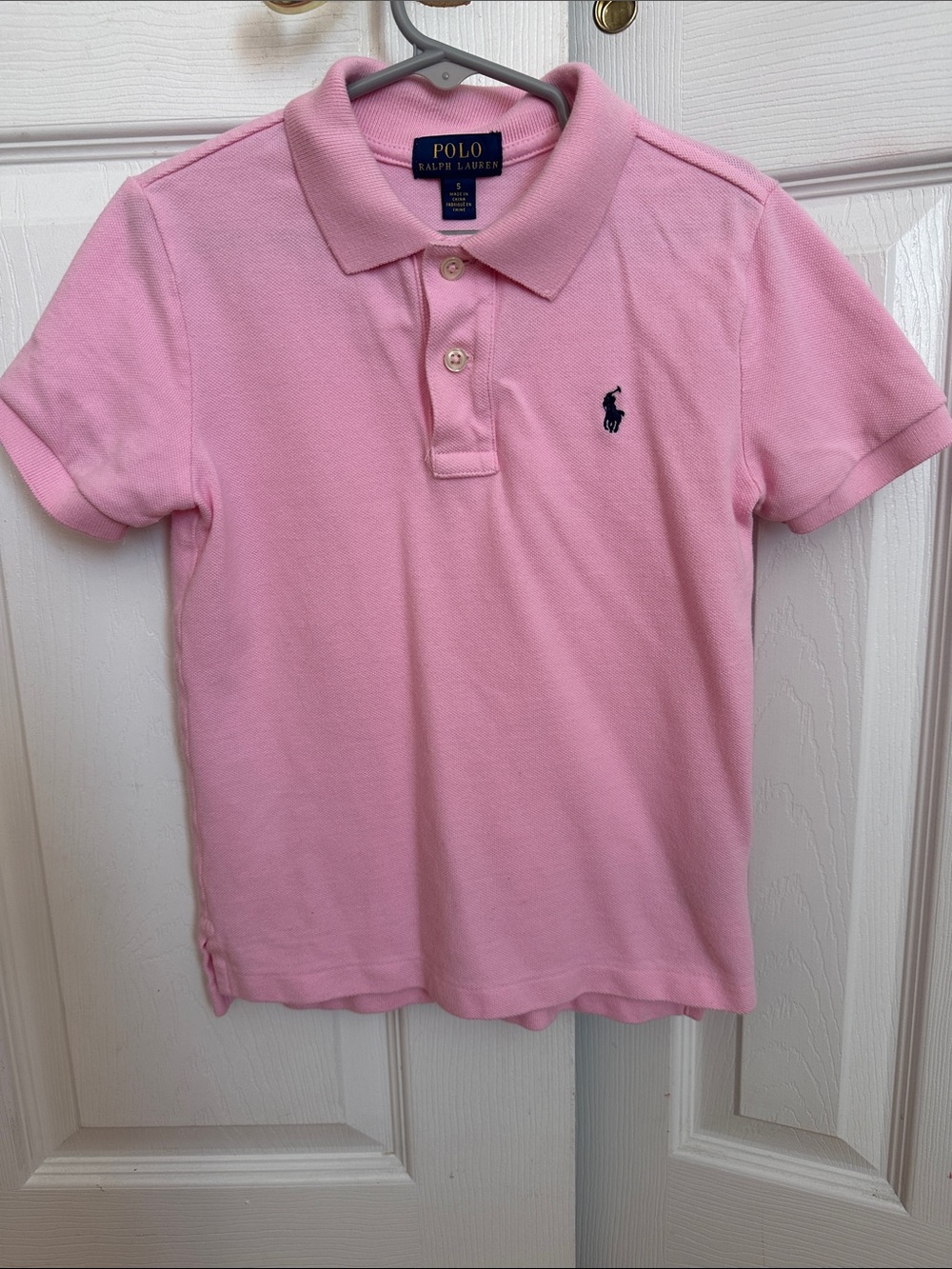 Polo by Ralph Lauren Boys Light Pink Short Sleeve Polo with Navy Pony